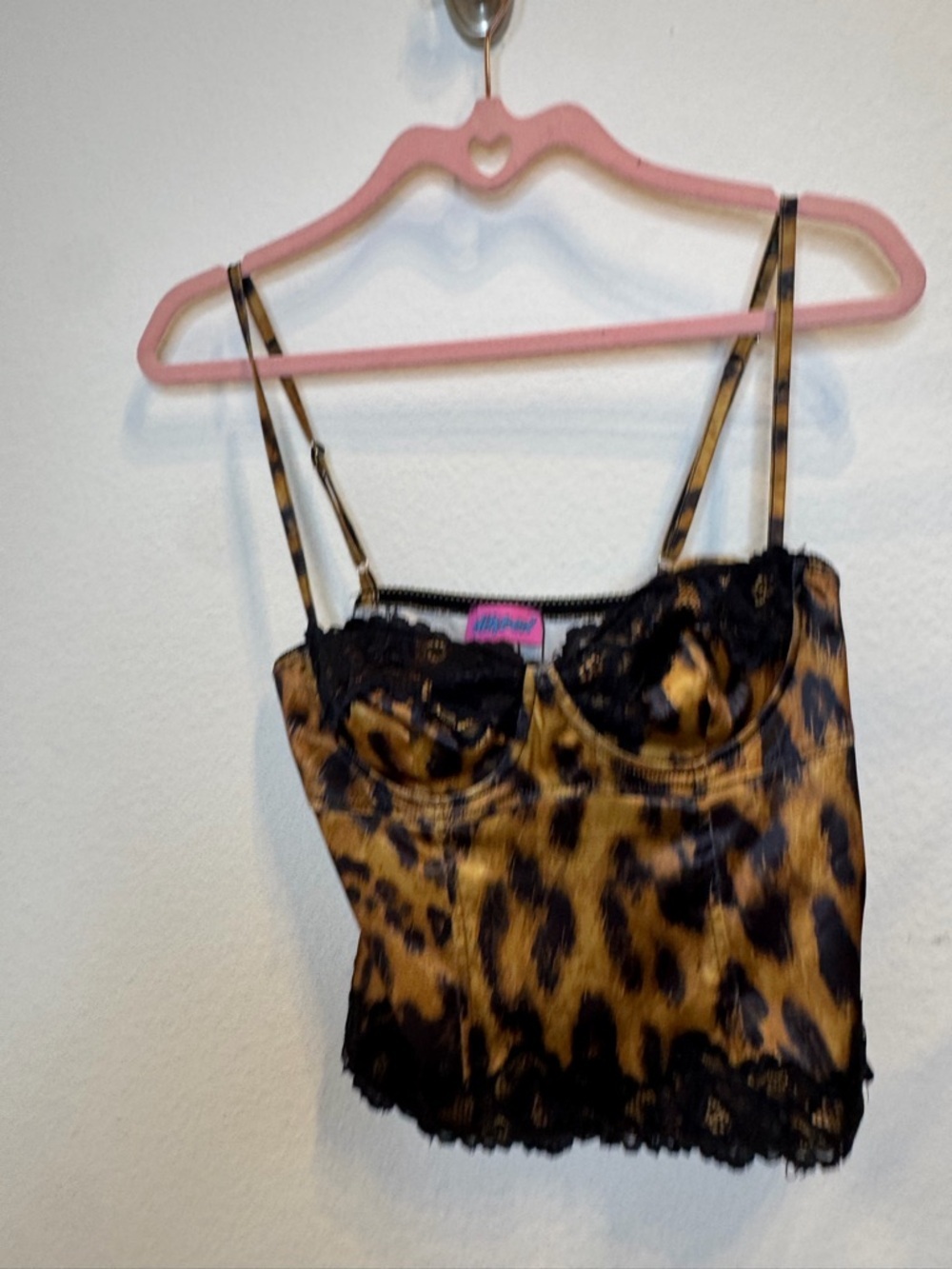 Edikted Leopard Satin Lace Bustier - Black & Gold - Picture 8 of 16